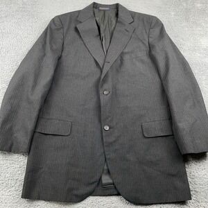 VTG Brooks Brothers Blazer Mens 43L Gray Chalk Stripe Lightweight Suit Jacket